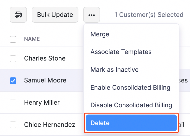 Customers - Delete