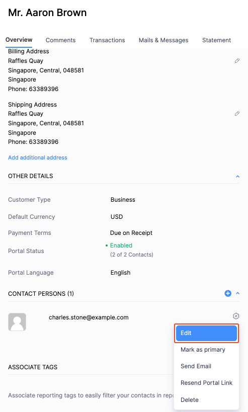 Enable Contact Person