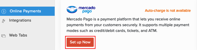 Set up Mercado Pago