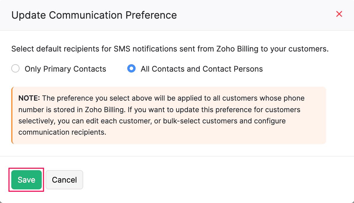 Save Preferences