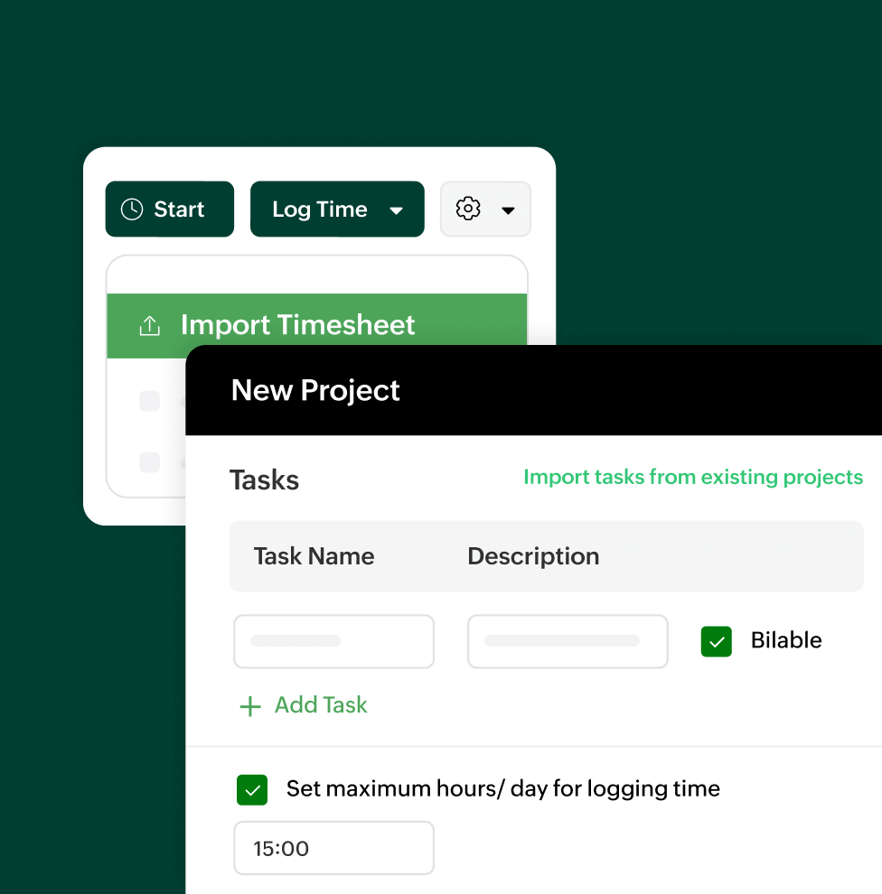 Zoho Billing's project creation page | Zoho Billing