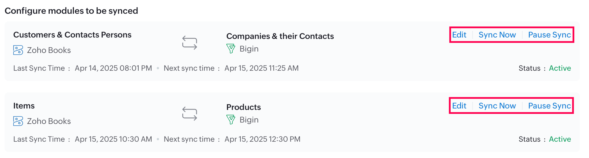 Manage Integration