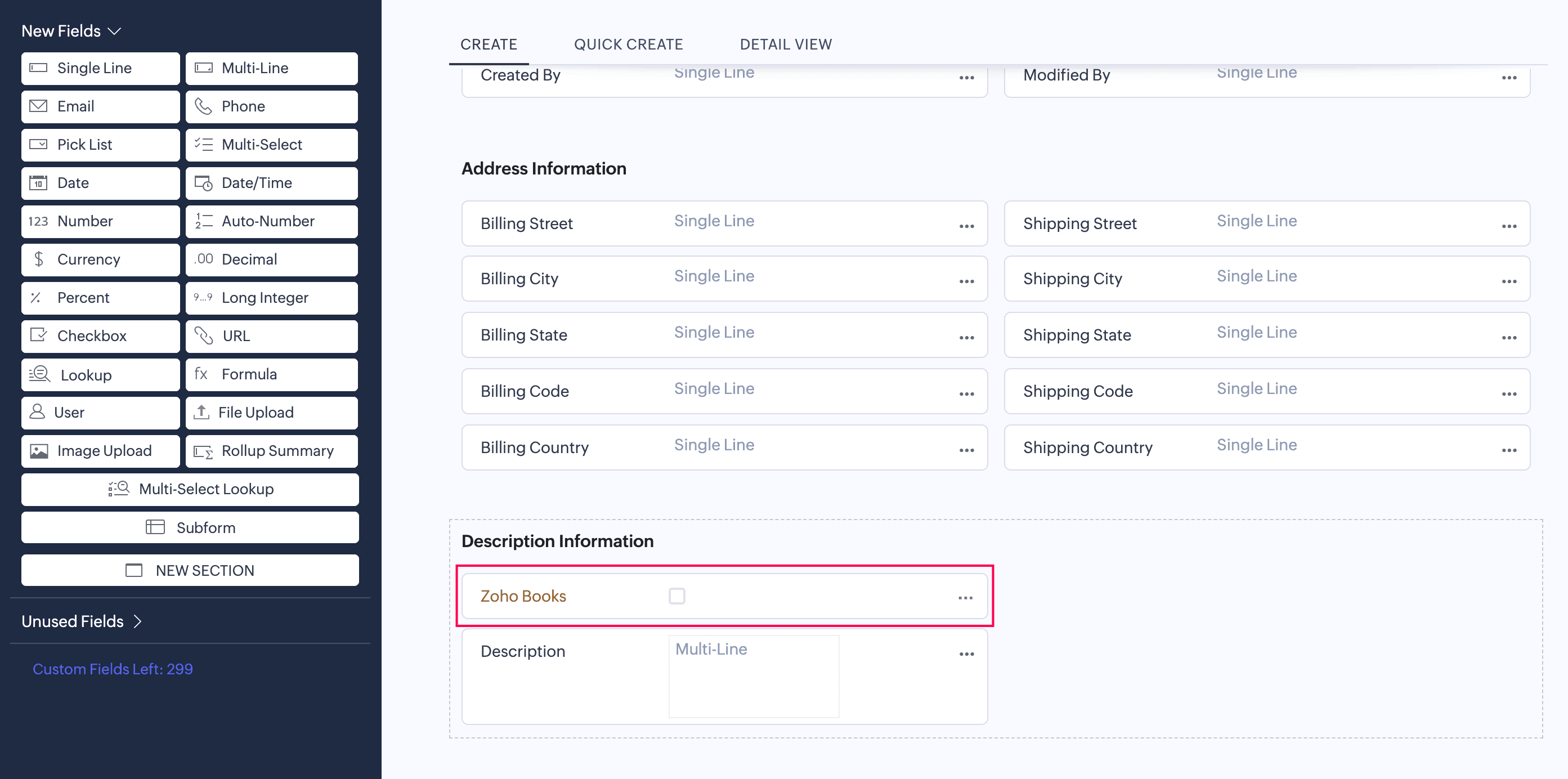 Zoho Books Checkbox