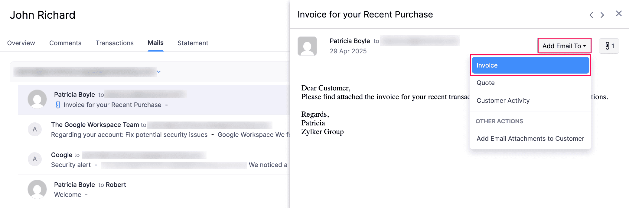 Add to Invoice