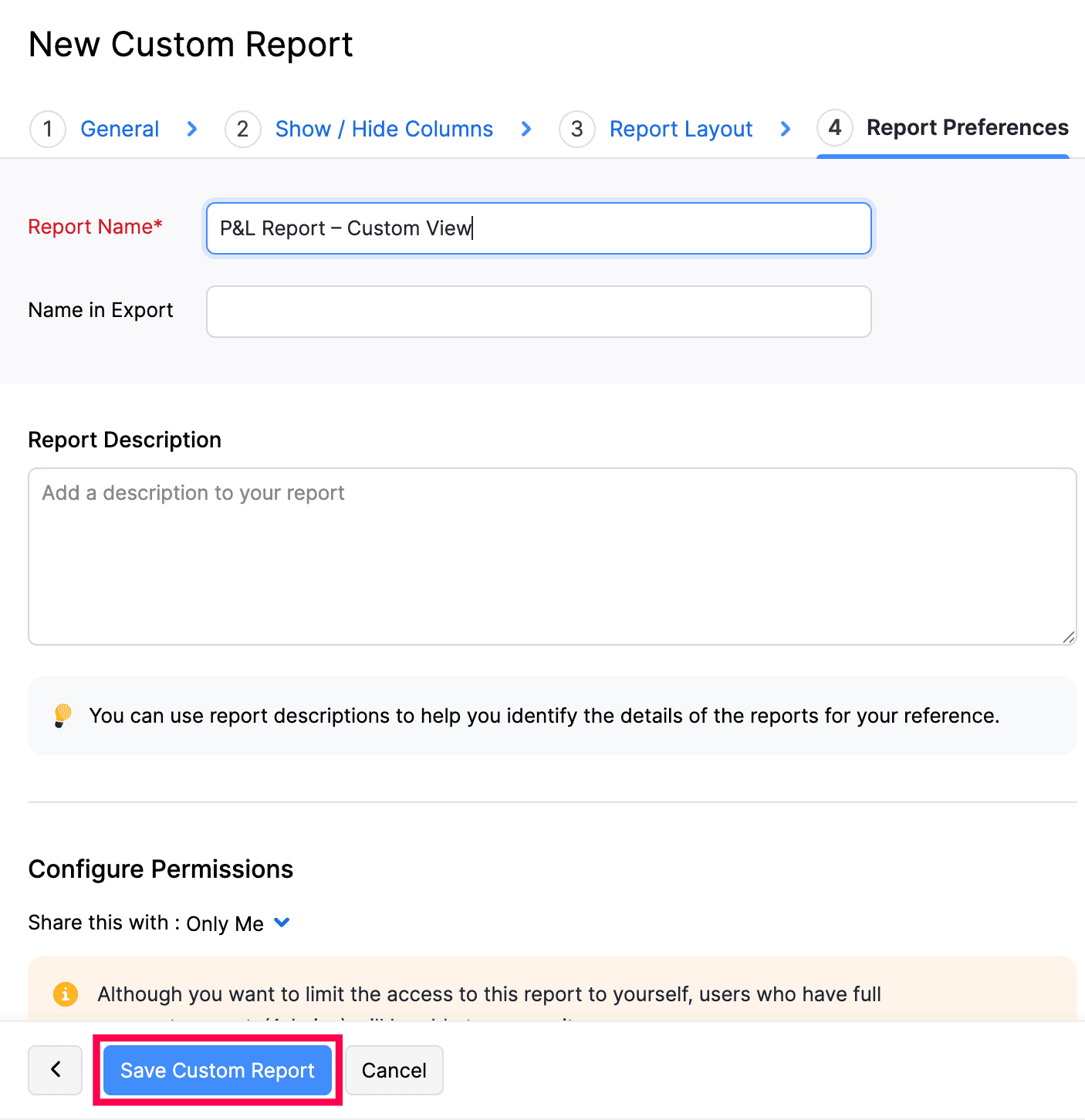 Report Preferences