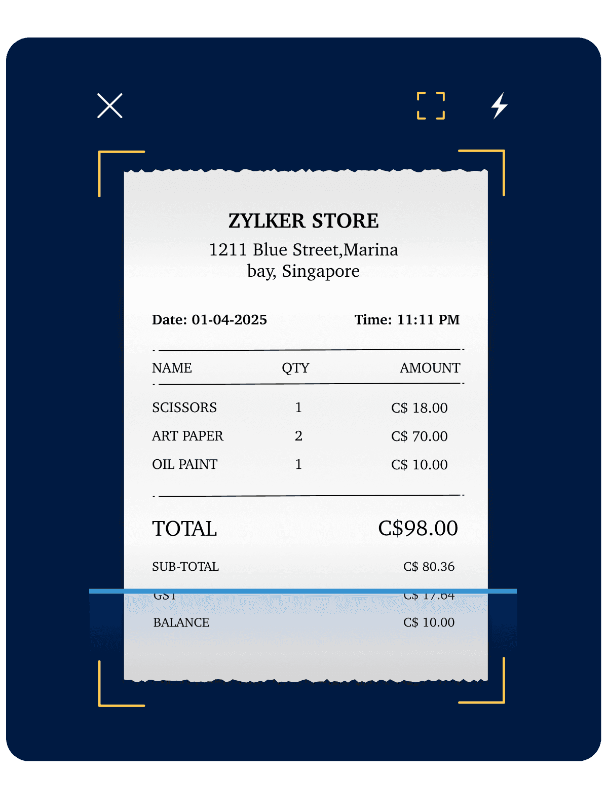 Autoscan receipts