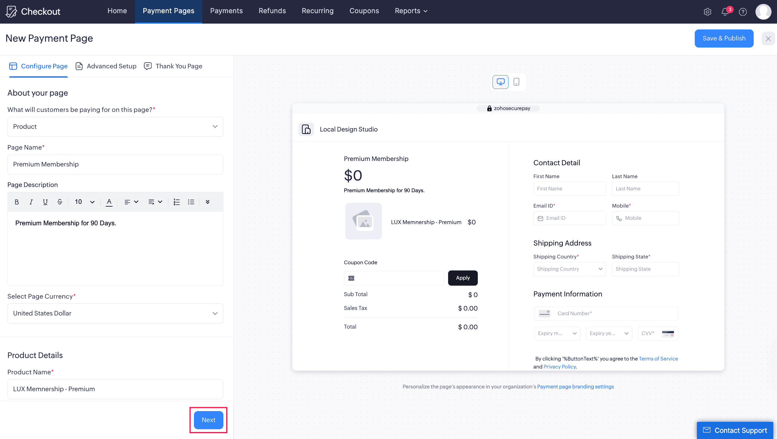 Share Payment Page