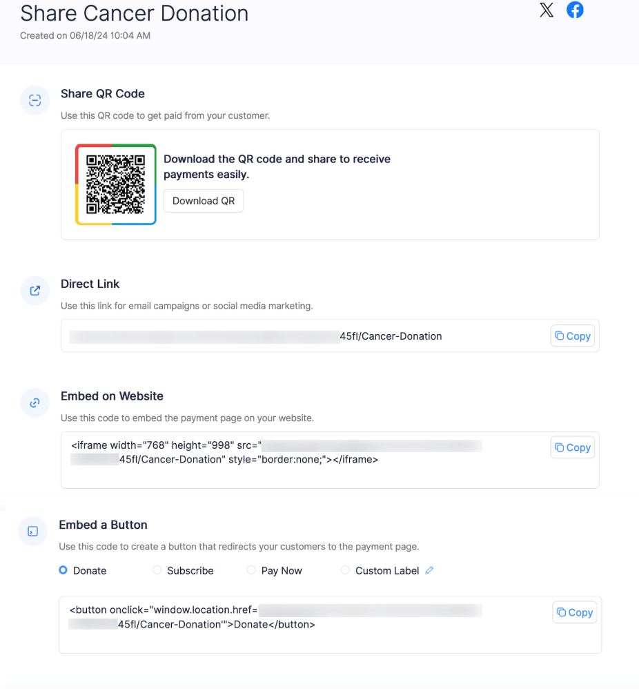 Share Payment Page