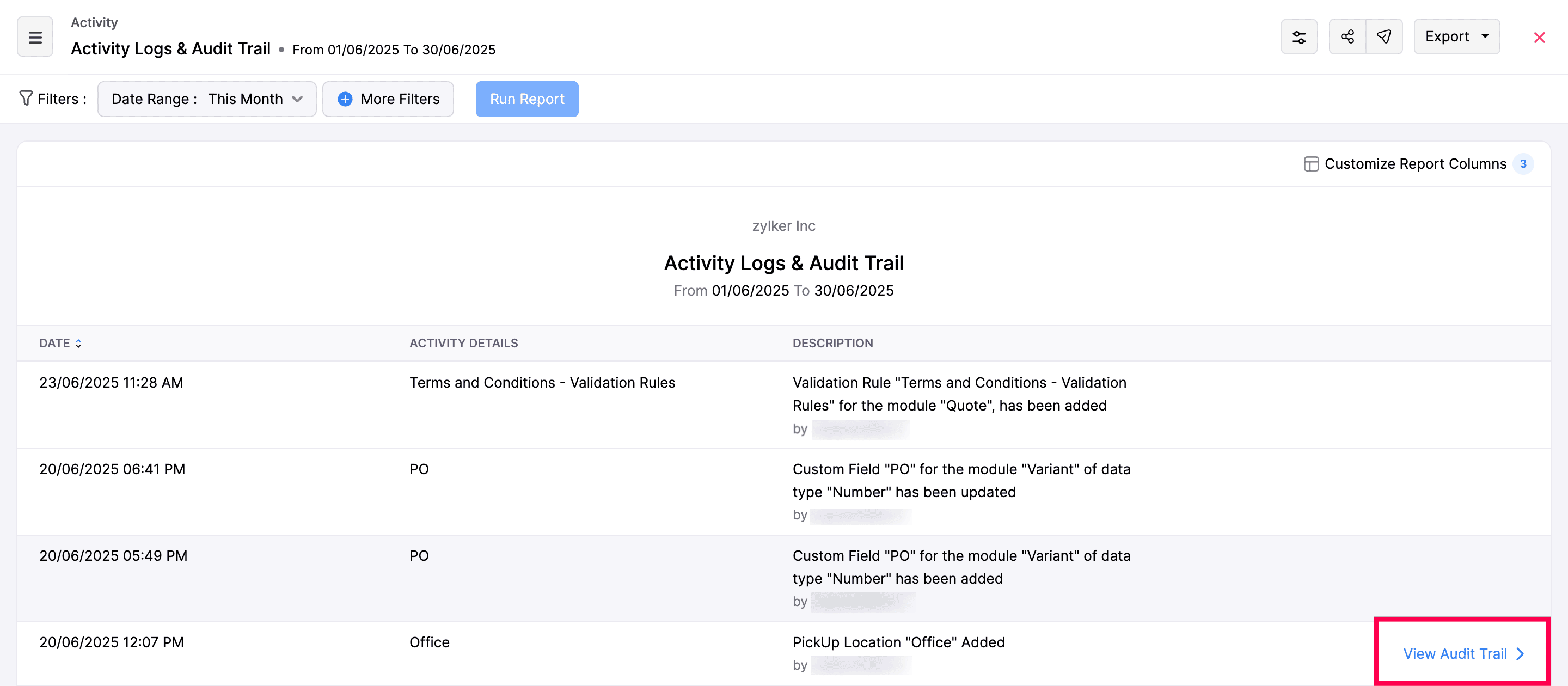 Audit Trail