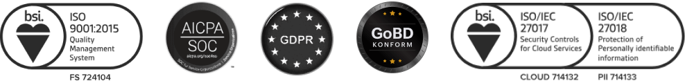 GSGVO und andere Abzeichen zur Einhaltung von Qualität, Datenschutz und Sicherheit