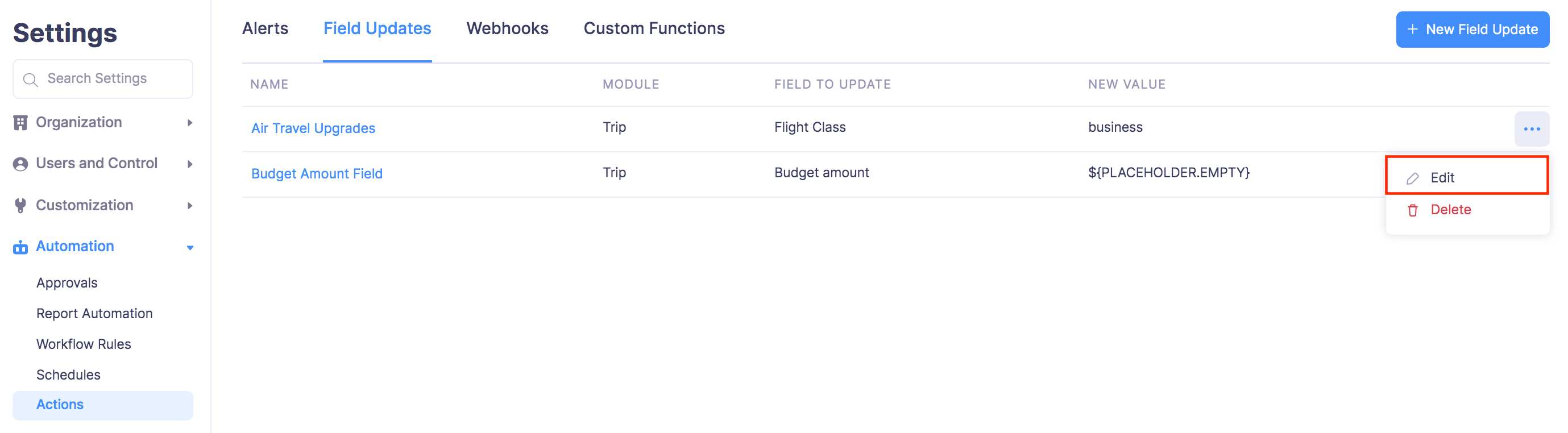 Edit Webhook