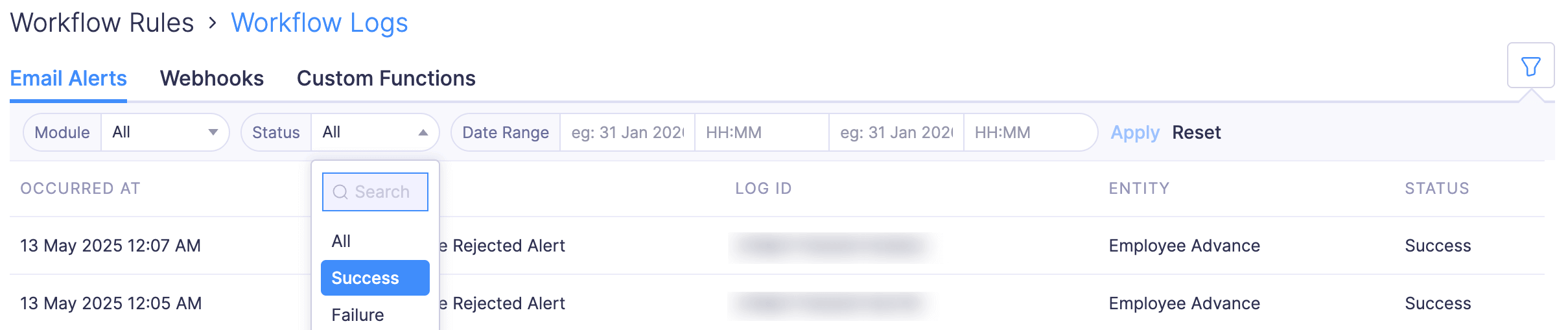 View Workflow Logs