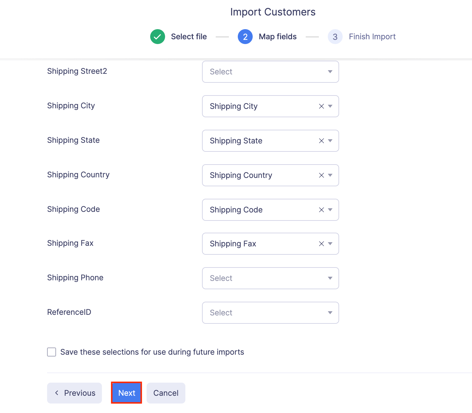 Import Customers