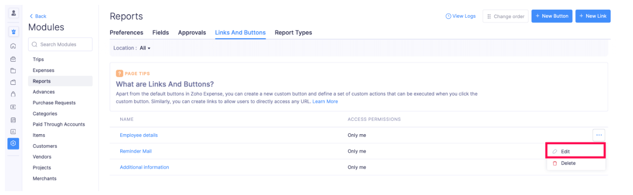 Edit Custom Buttons