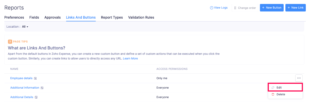 Edit Custom Links