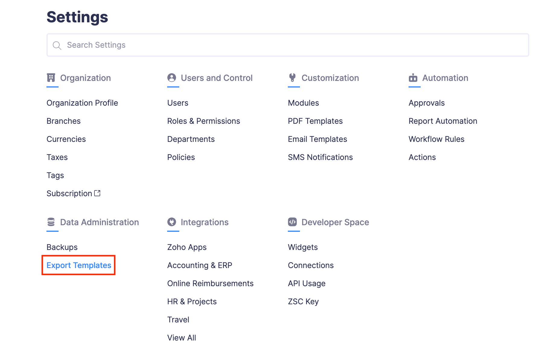 Export Templates