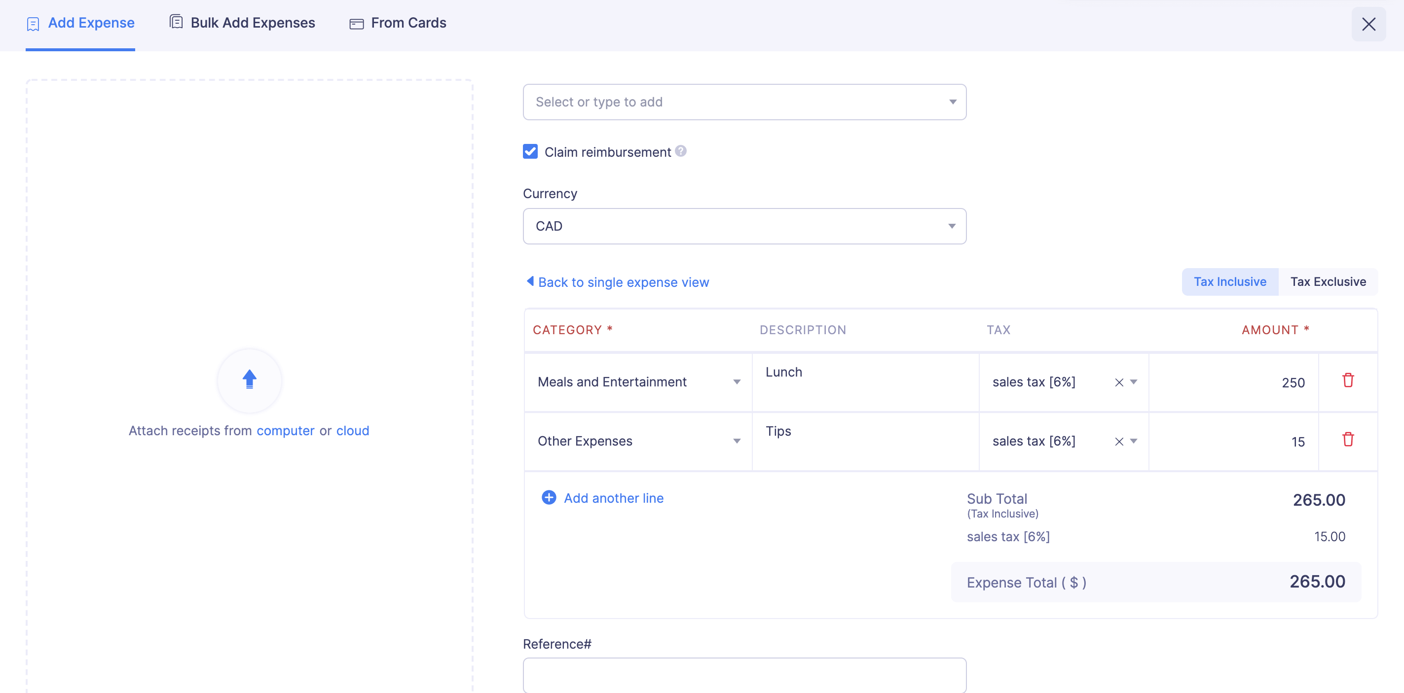 Itemize Expense
