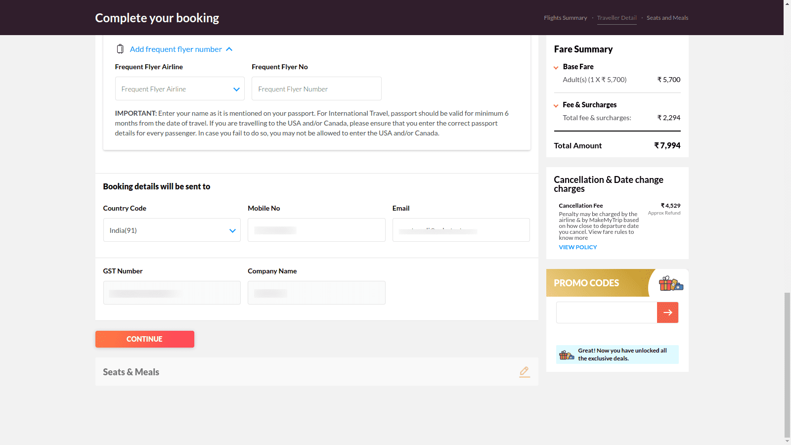 Complete booking
