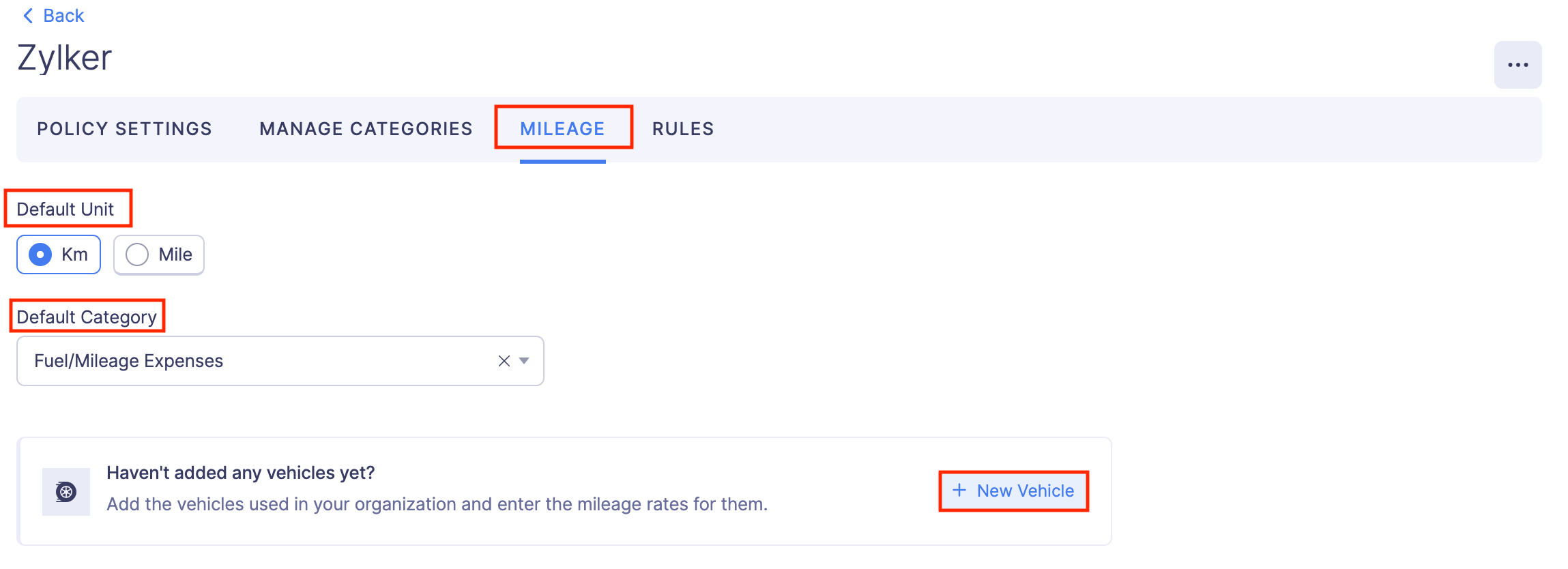 Set up Mileage