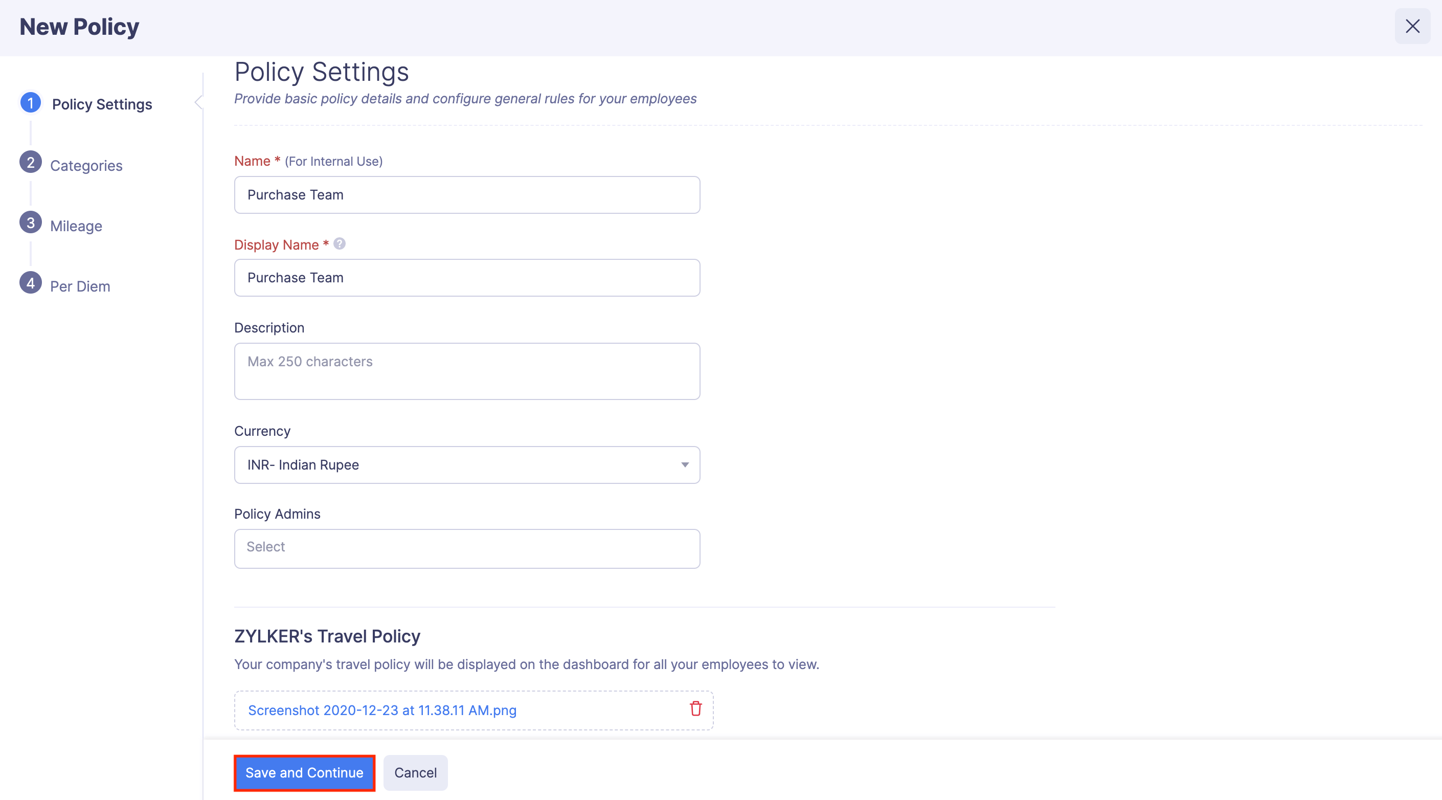 Create a New Policy