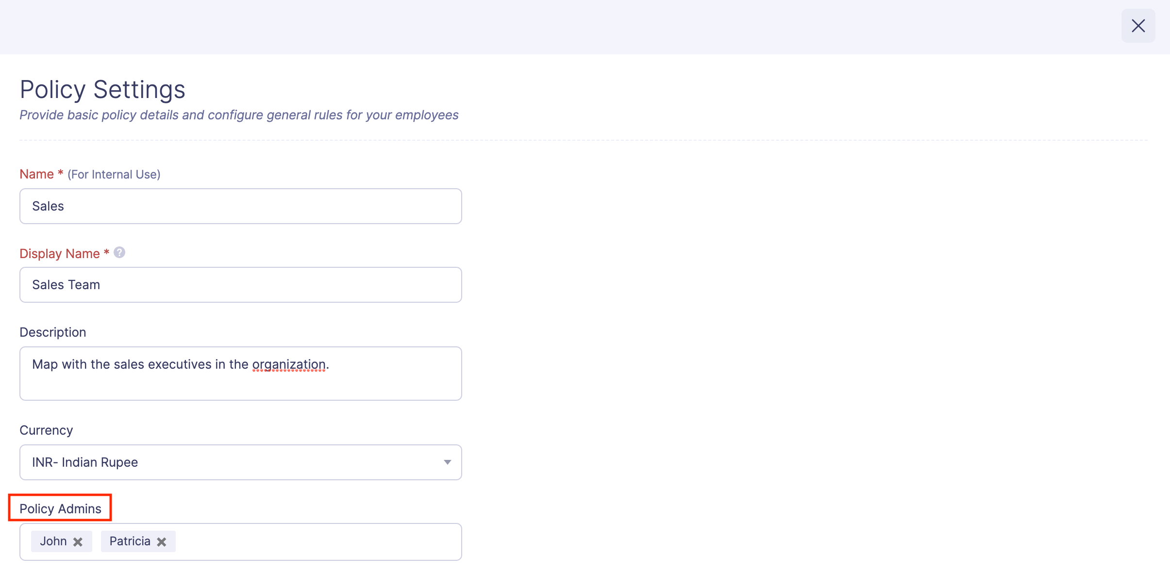 Policy Settings
