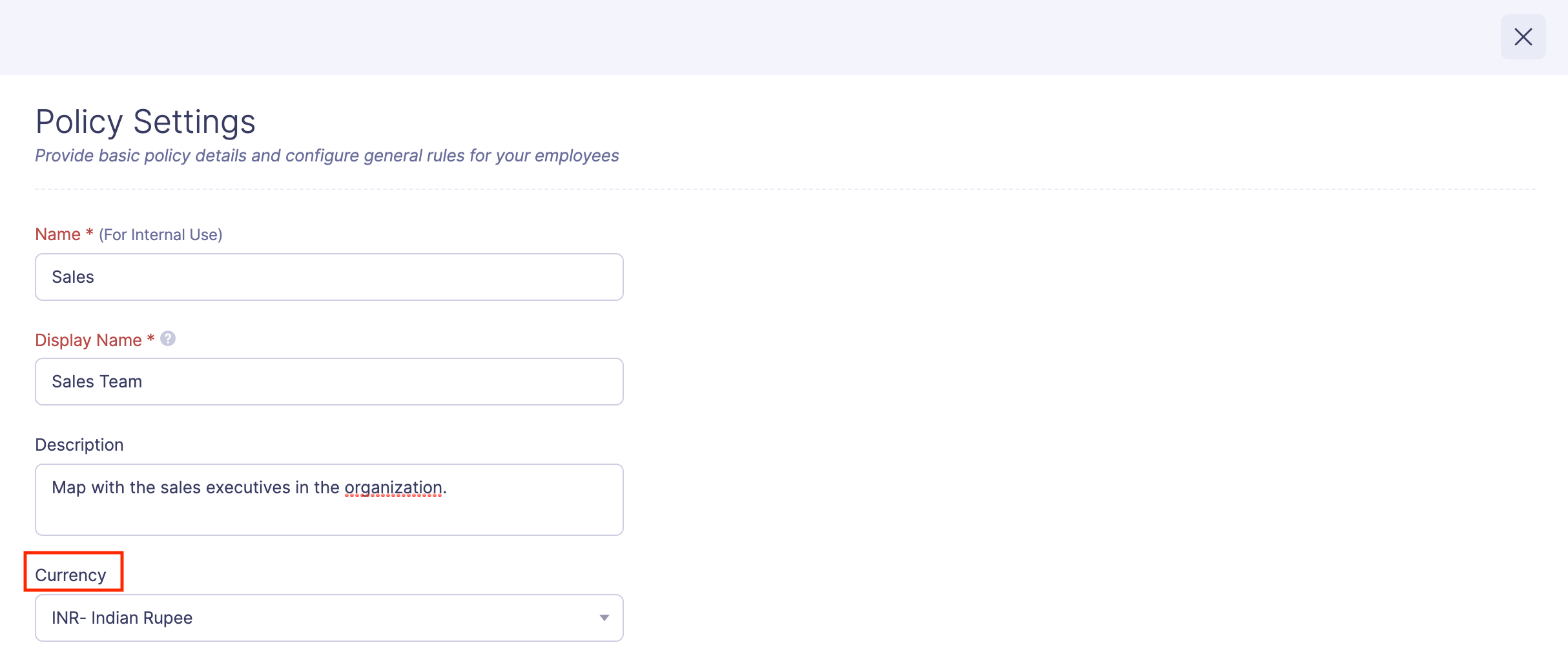 Policy Settings
