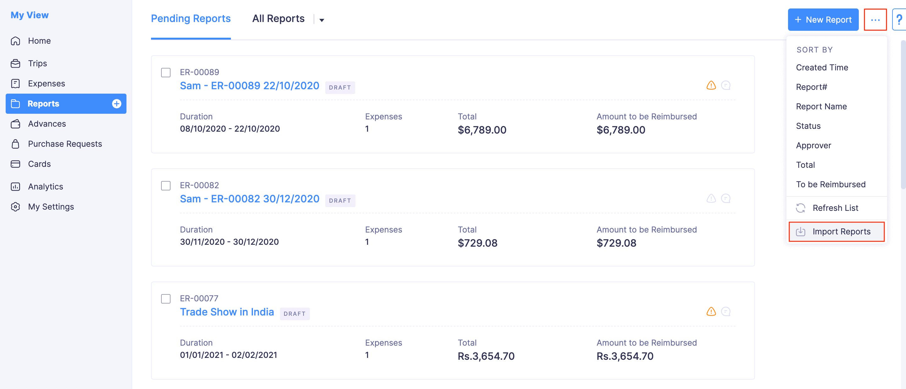 Import Reports