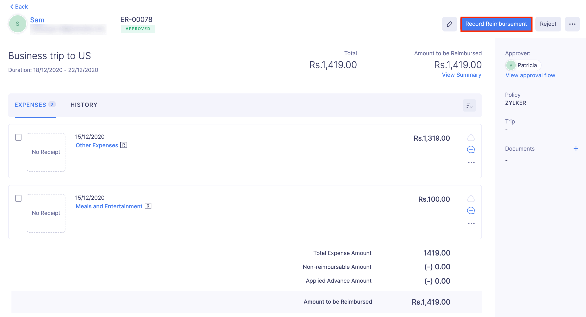 Reimburse Reports