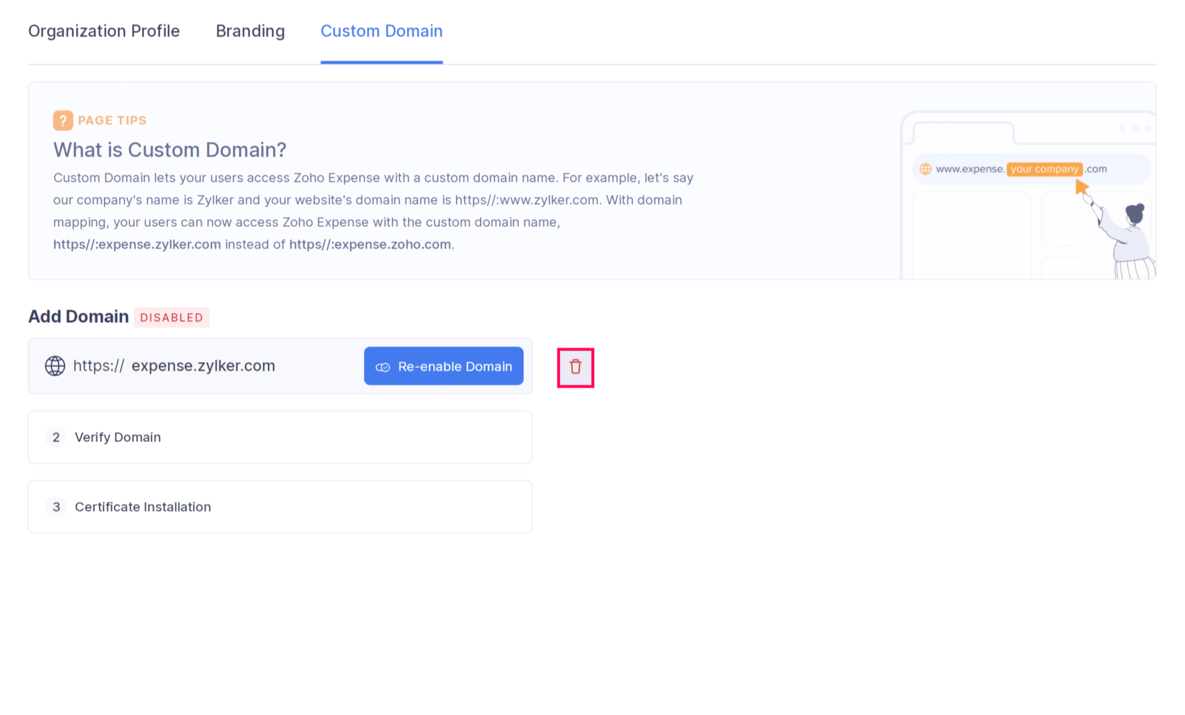 Delete domain