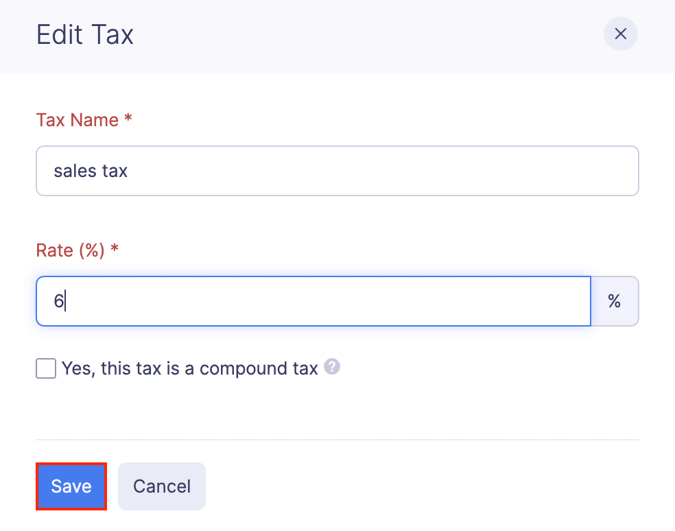 Edit a Tax