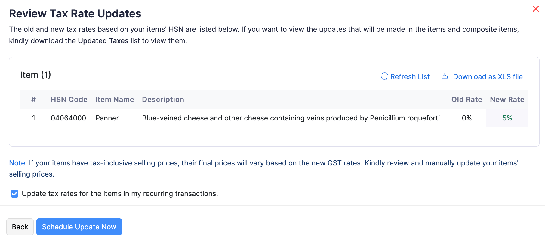 Schedule Update Now