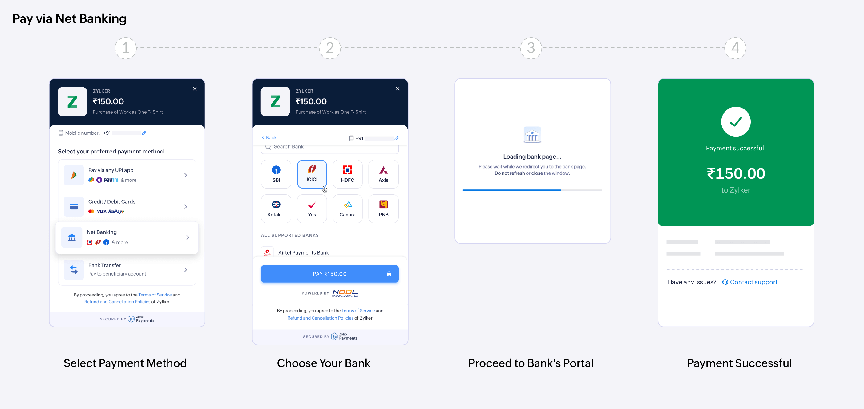 Pay via Net Banking