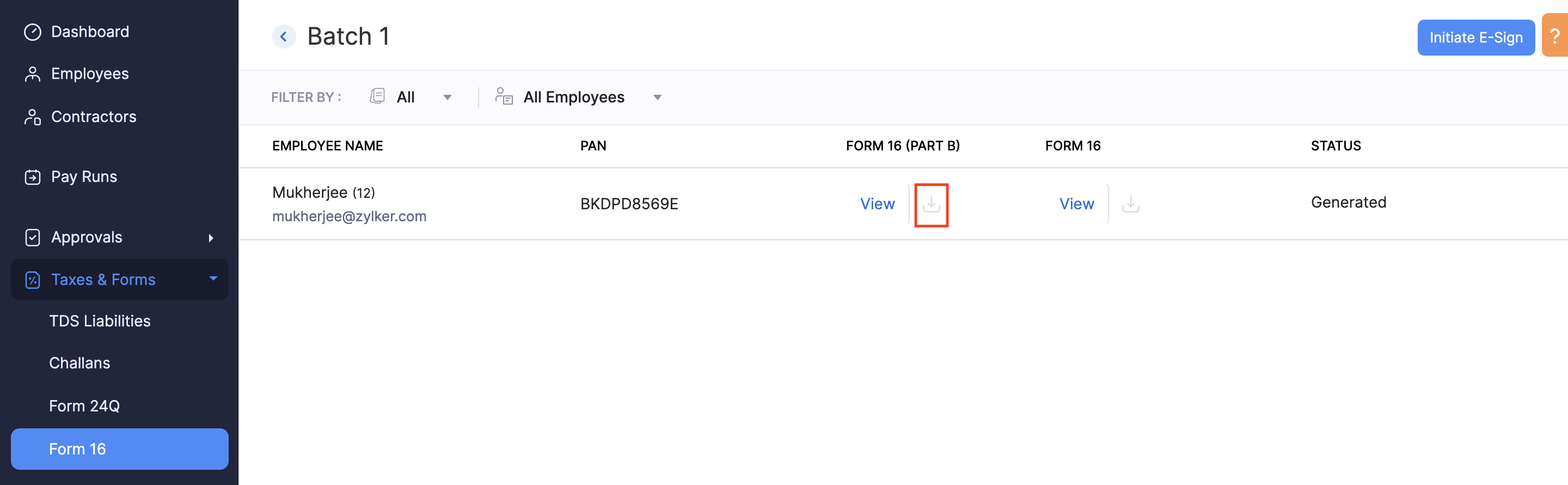 Generate Form 16