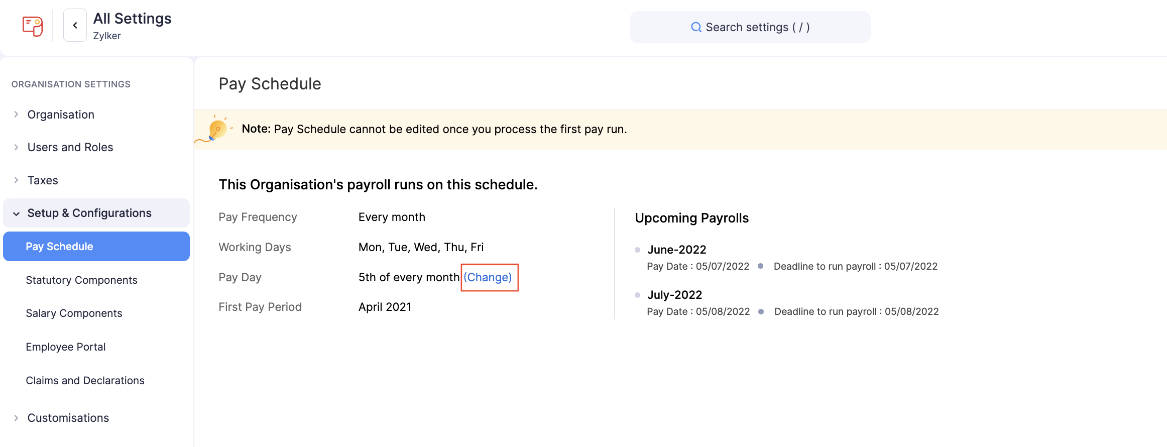 Update Pay Day