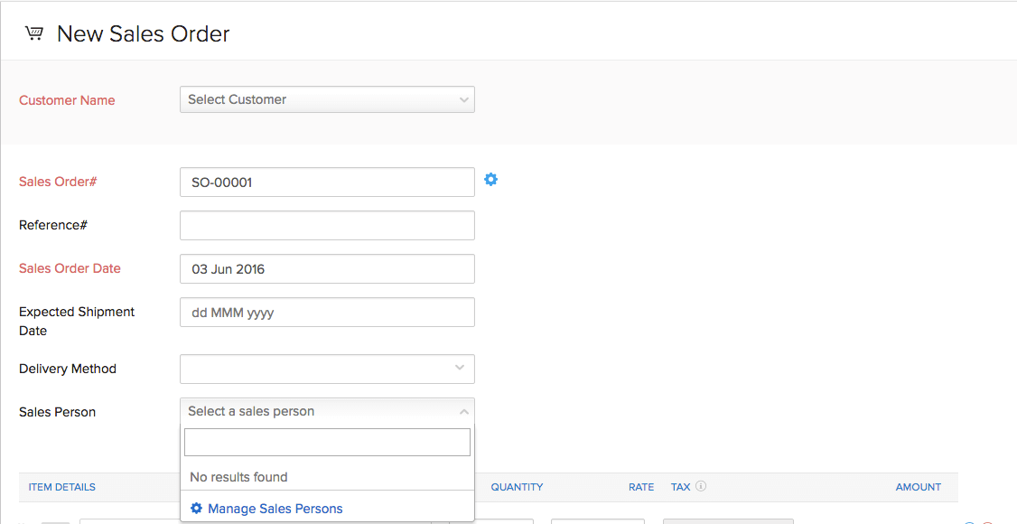 Fresh Sales person dropdown