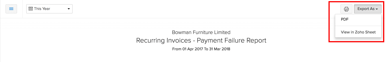Export Payment Failure report