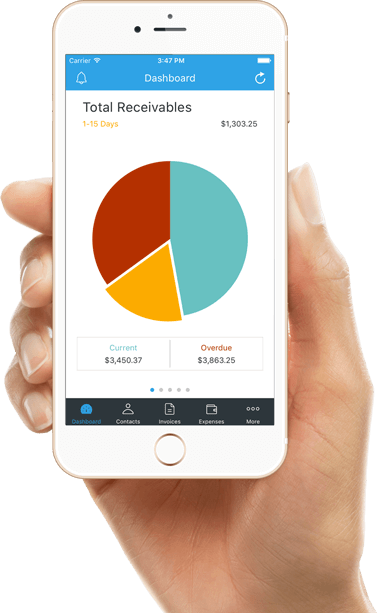 Zoho Invoice mobile app dashboard