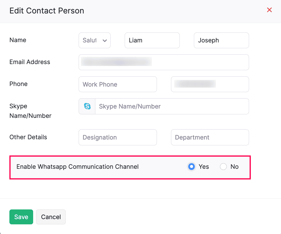 Edit Contact Person