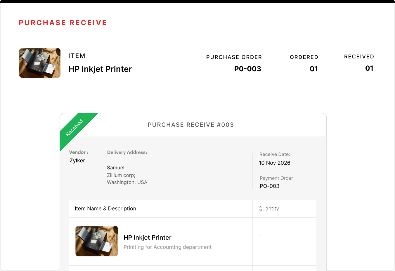 Purchase Receives