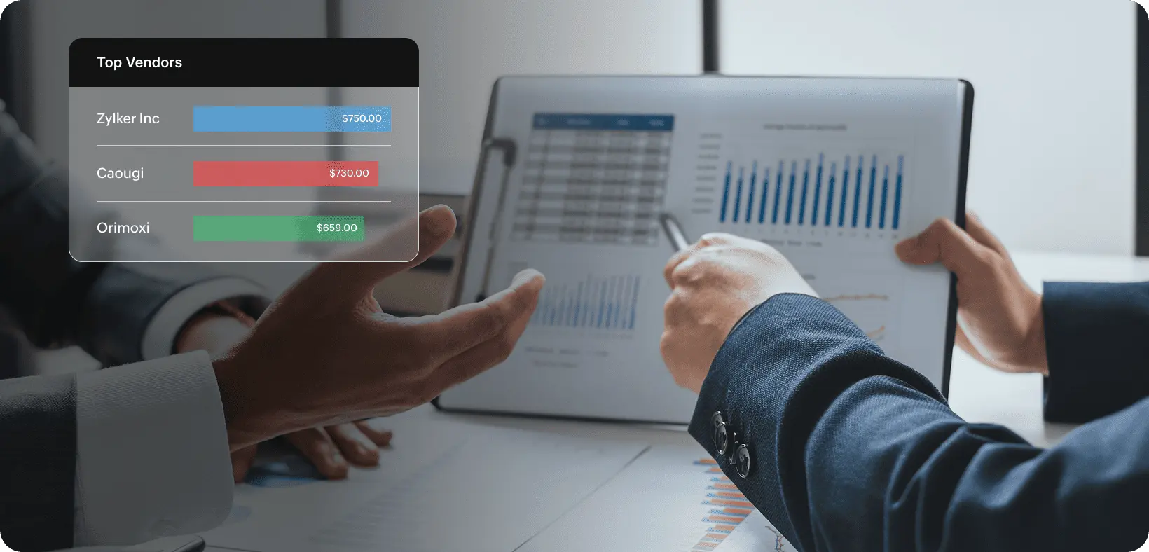 Supplier comparison and performance analytics dashboard in Zoho Procurement