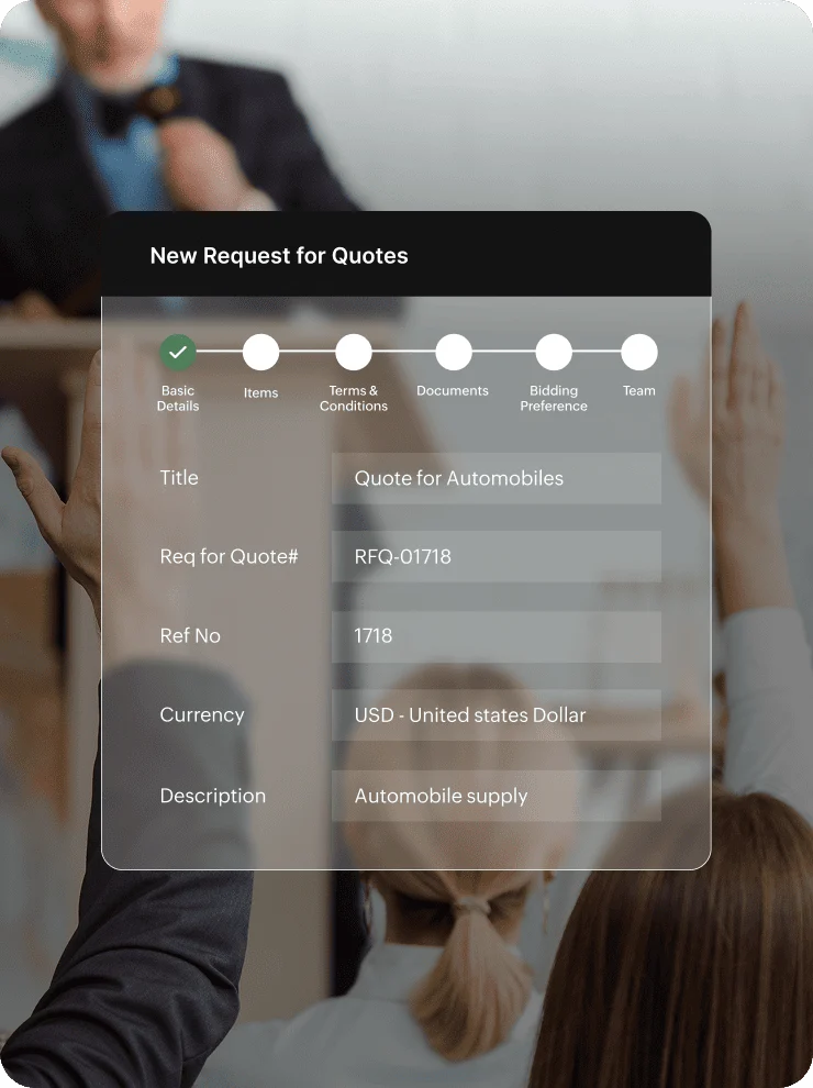 Strategic sourcing platform interface in Zoho Procurement
