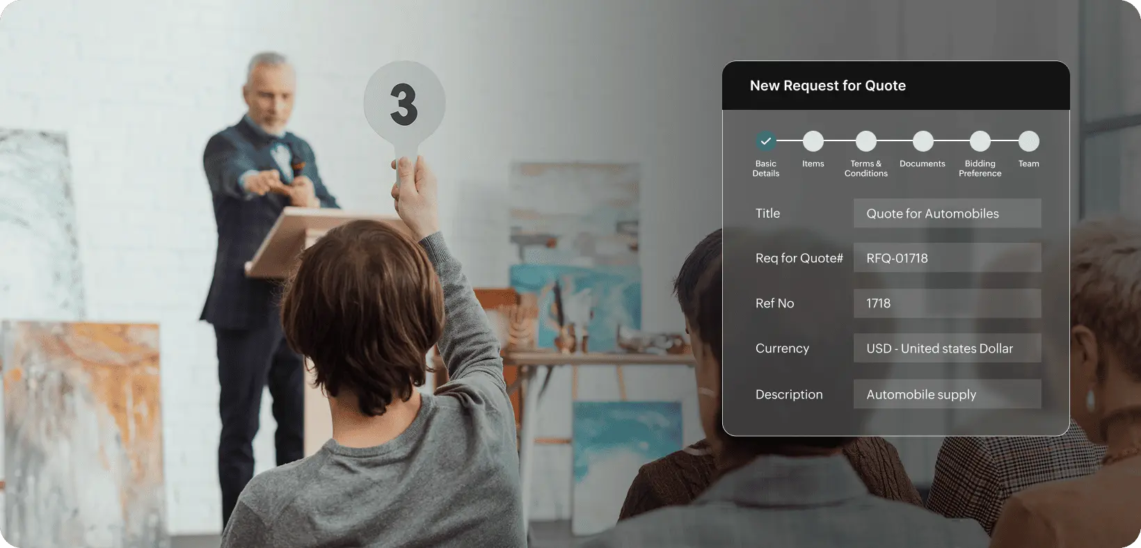 Structured RFx sourcing events interface in Zoho Procurement