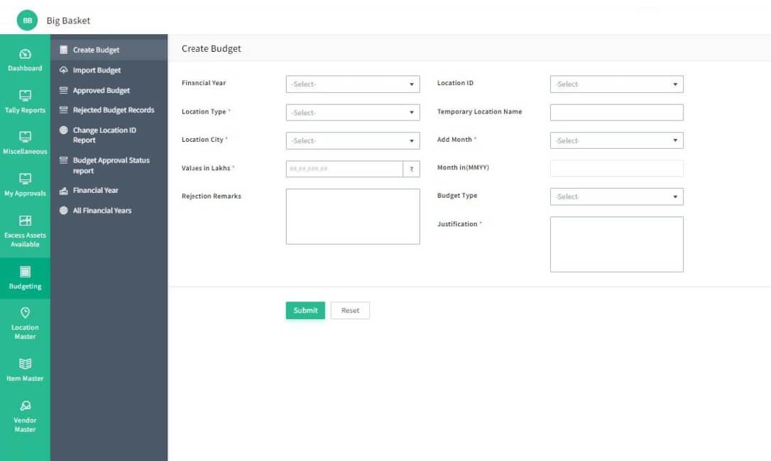 CapEx procurement budgeting dashboard
