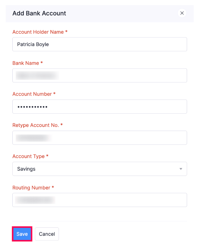 Add Bank Account