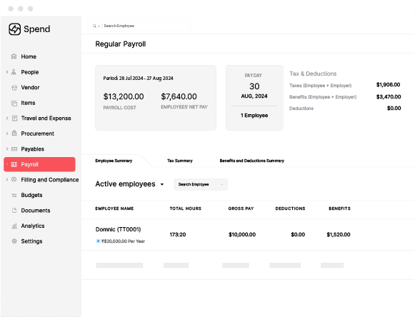 Payrun in Zoho Spend