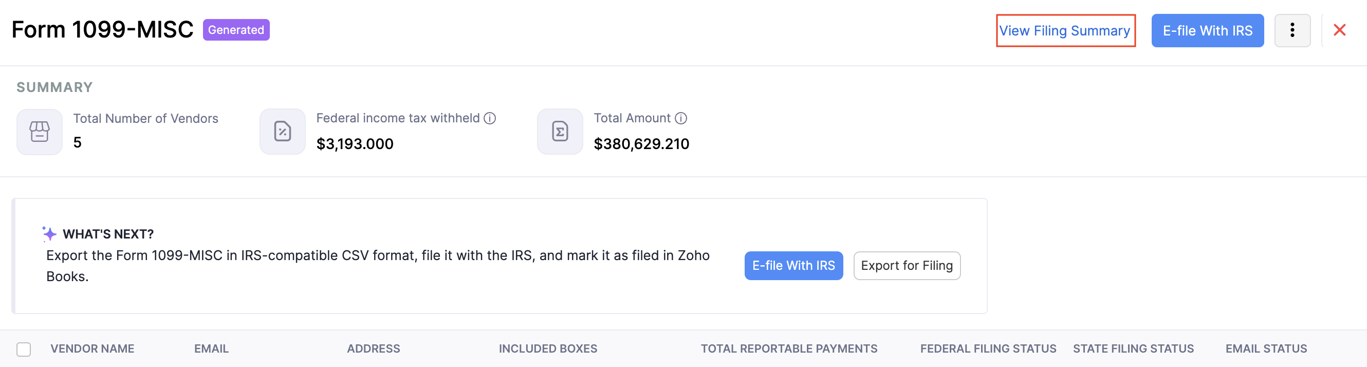 View Filing Summary